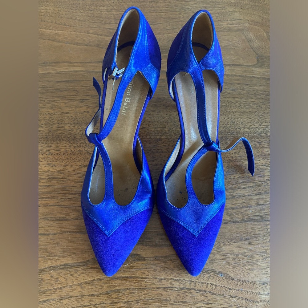 Royal blue Massimo Baldi strap heels